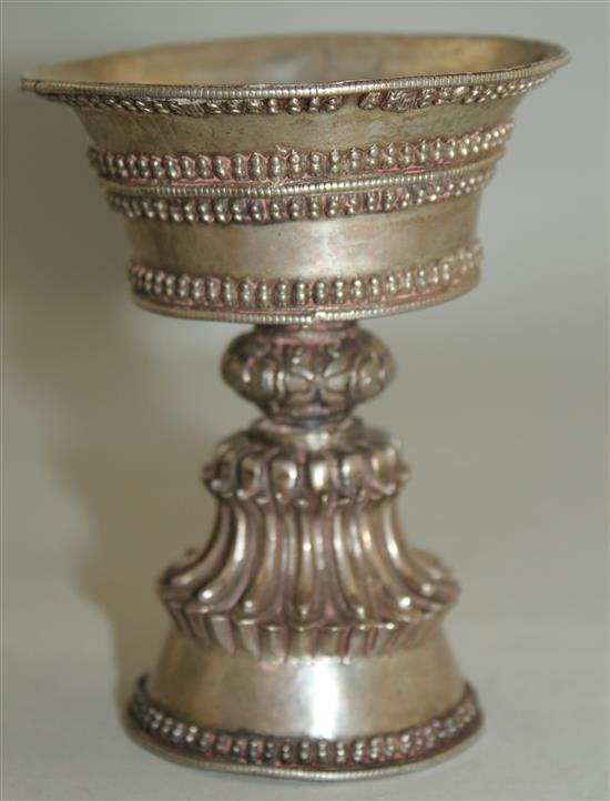 A Tibetan silver yak butter lamp, 19th century, 11.5cm